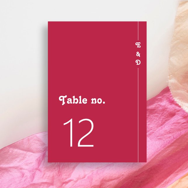 Numéro De Table Chic Retro Été brillant rose chaud Mariage Monogra (Créateur téléchargé)