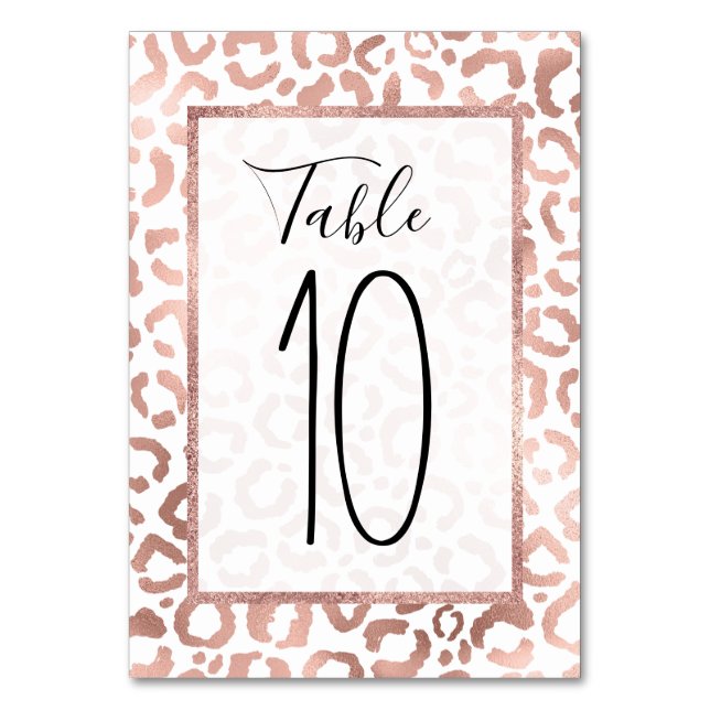 Numéro De Table Chic Rose Gold Leopard Cheetah Poster de animal (Par défaut)