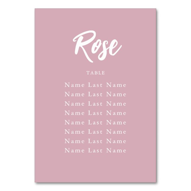 Numéro De Table Chic Rose Nom de table personnalisée Assignation d (Par défaut)