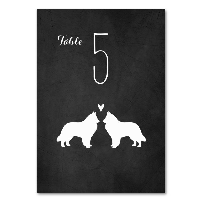 Numéro De Table Chien de mer belge Silhouettes Réception de mariag (Par défaut)