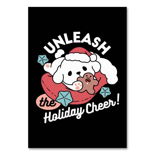 Numéro De Table Chien de Noël à Santa Hat - Jour de Noël pour Anim (Par défaut)