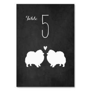 Numéro De Table Chien de Poméranie Silhouettes Réception de mariag