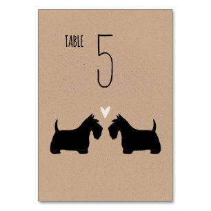 Numéro De Table Chien écossais Terrier Silhouettes Réception de ma