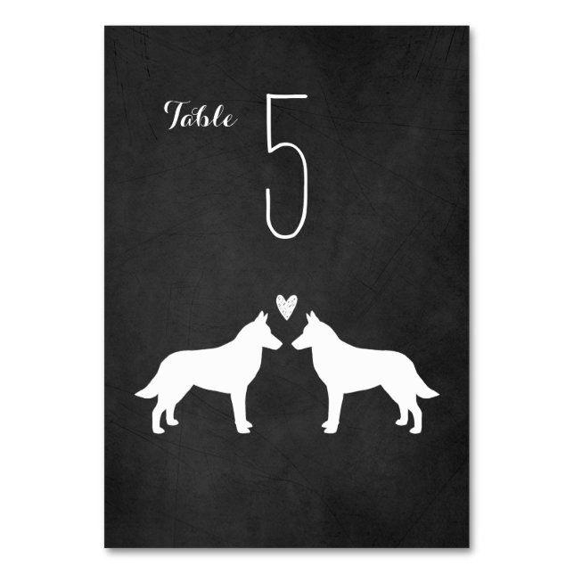 Numéro De Table Chien Malinois Belge Silhouettes Réception de mari (Par défaut)