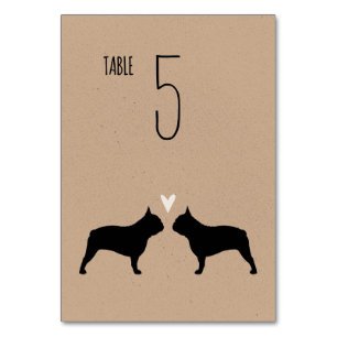 Numéro De Table Chiens de taureau français Silhouettes Chiens Réce