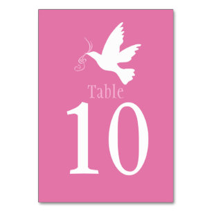 Numéro De Table Chiffre d'événement rose mariage de colombe blanch