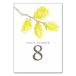 Numéro De Table Chiffres de table d'aquarelles de saule jaune