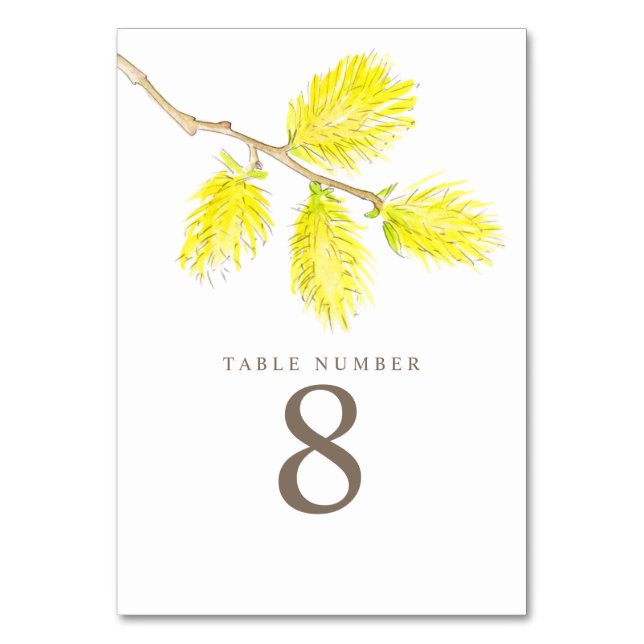 Numéro De Table Chiffres de table d'aquarelles de saule jaune (Dos)