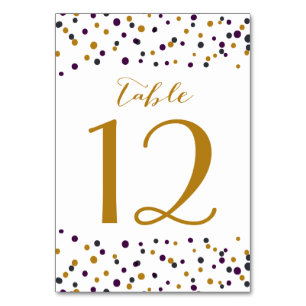 Numéro De Table Chiffres de tableau Confetti violet et or