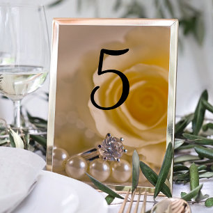 Numéro De Table Chiffres des Mariages de Rose blanche, Anneau et P