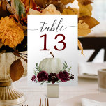 Numéro De Table Chiffres du Mariage Citrouille de Bourgogne<br><div class="desc">Aidez vos invités à trouver facilement leur chemin avec ces belles cartes de numéro de table double face. Modifiez facilement les nombres ! Voir la collection entière pour plus d'articles correspondants !</div>