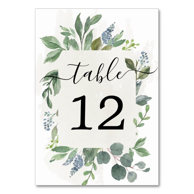 Numéro De Table Chiffres du Mariage Dusty Blue Eucalyptus (Par défaut)