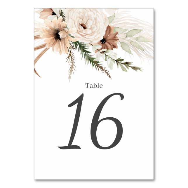 Numéro De Table Chiffres du tableau des Mariages floraux de Boho (Par défaut)