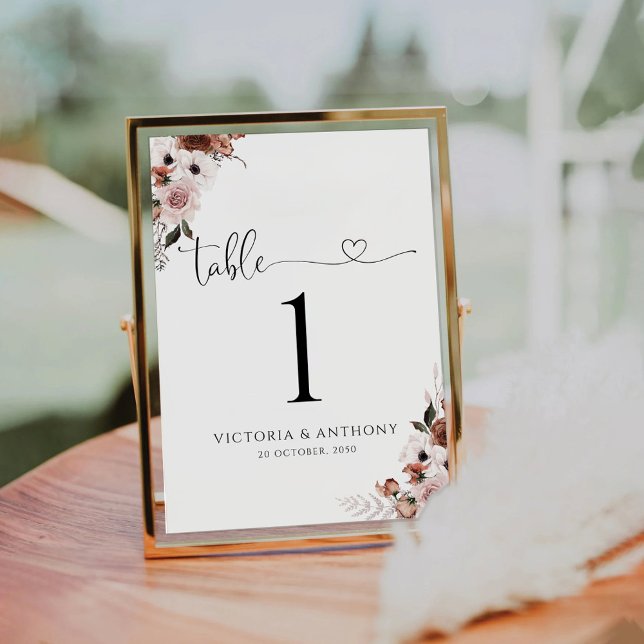 Numéro De Table Chiffres du tableau Mariage floral de soie (Créateur téléchargé)