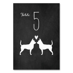 Numéro De Table Chihuahua Chien Silhouettes Réception de mariage