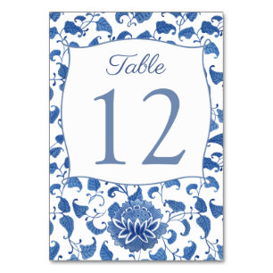 Numéro De Table Chine Florale Bleue Et Blanche Imprimer Wedding sh
