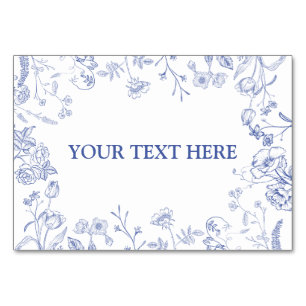 Numéro De Table Chinoiserie French Blue Victorian Food Place Card