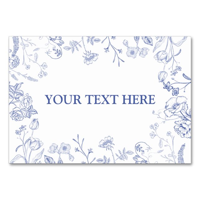 Numéro De Table Chinoiserie French Blue Victorian Food Place Card (Devant)
