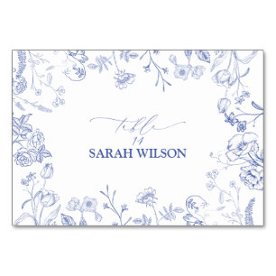 Numéro De Table Chinoiserie French Blue Victorian Place Card