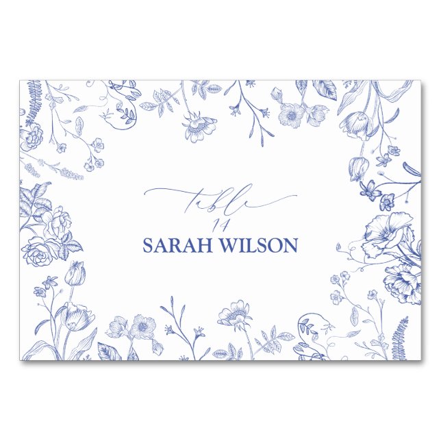 Numéro De Table Chinoiserie French Blue Victorian Place Card (Devant)