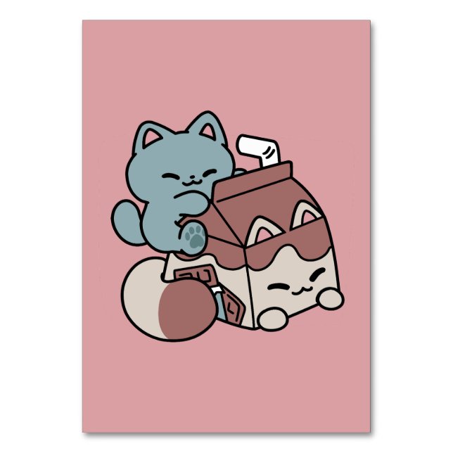 Numéro De Table Chocolat au Lait Mignon Chat – Boisson Confortable (Par défaut)