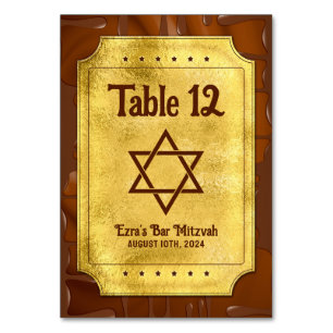 Numéro De Table Chocolat Golden Ticket Bar ou Bat mitzvah