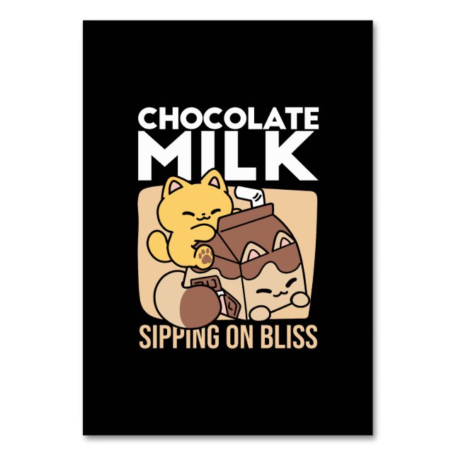 Numéro De Table Chocolate Milk Sipping on Bliss – Kawaii Cat Food  (Par défaut)
