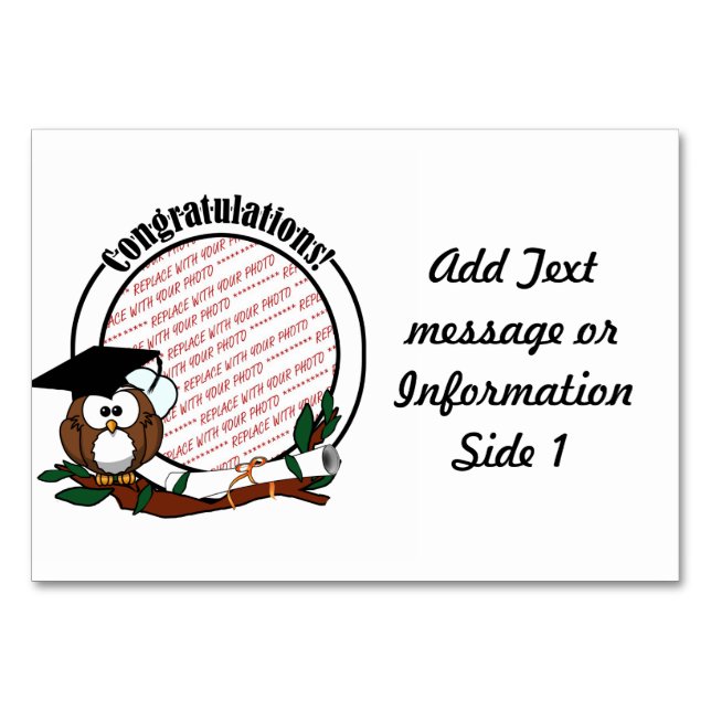 Numéro De Table Chouette de diplôme avec Casquette et diplôme (Devant)