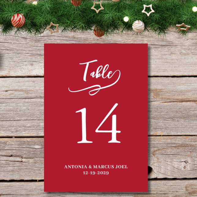 Numéro De Table Christmas Red Wedding Table number Card (Créateur téléchargé)