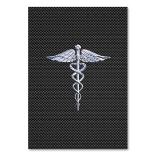 Numéro De Table Chrome Comme Caduceus Symbole Médicale Fibre de ca