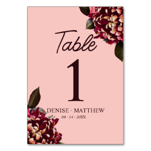 Numéro De Table Chrysanthème romantique sur Gossamer Pink