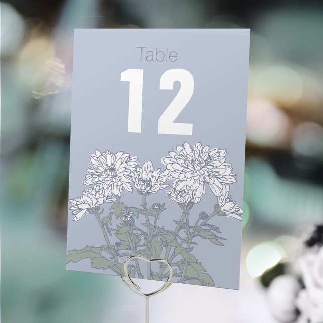 Numéro De Table Chrysanthemum blanc fleurs mariages numéros de tab (Créateur téléchargé)