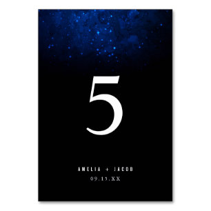 Numéro De Table Ciel de minuit et étoiles brillantes Galaxy Mariag