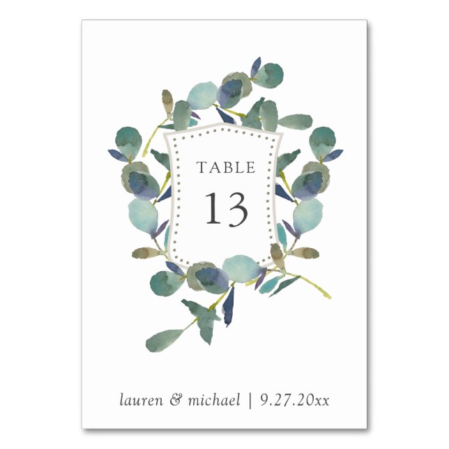 Numéro De Table Cimier d'Eucalyptus | Mariage aquarelle (Par défaut)