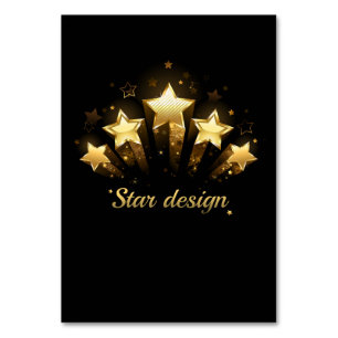 Numéro De Table Cinq étoiles d'or en noir