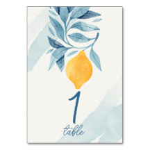 Citron avec illustration botanique feuille bleue