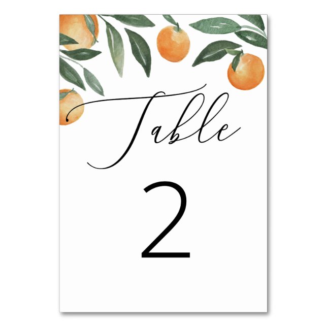 Numéro De Table Citron Mariage Italien | Orange Botanique Rustique (Par défaut)
