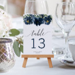 Numéro De Table Citrouille blanc bleu de la Marine Chute en Amour<br><div class="desc">Aidez vos invités à trouver facilement leur chemin avec ces belles cartes de numéro de table double face. Modifiez facilement les numéros,  les noms et la date ! Ce design présente un beau bouquet floral bleu poussiéreux et une police de script élégante !</div>