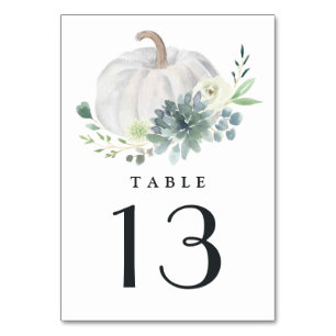 Numéro De Table Citrouille blanc Élégant automne Succulent Chic Ma