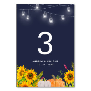 Numéro De Table Citrouille de tournesols Chaîne Lumières Mariage b