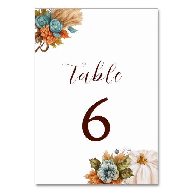 Numéro De Table Citrouille Mariage minimal d'automne (Par défaut)