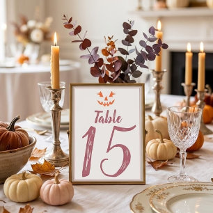 Numéro De Table Citrouille personnalisée Jack O Lantern Halloween