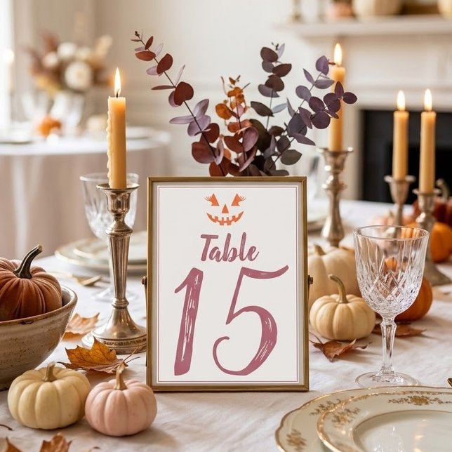 Numéro De Table Citrouille personnalisée Jack O Lantern Halloween  (Créateur téléchargé)