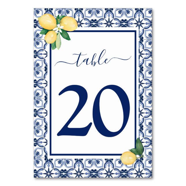 Numéro De Table Citrus bleu méditerranéen Mariage (Par défaut)