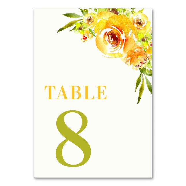 Numéro De Table Citrus Yellow Green Garden Floral Table 8 Wedding (Par défaut)