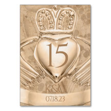 Claddagh Bague Mariage Initiales et Shamrocks