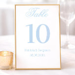 Numéro De Table Classic Blue Calligraphy Wedding Table Number<br><div class="desc">These elegant,  luxe wedding table numbers feature a dusty blue border and a lighter blue and white design. There is a mix of classic text and modern calligraphy for a classy and minimalist design perfect for your timeless,  formal reception.</div>