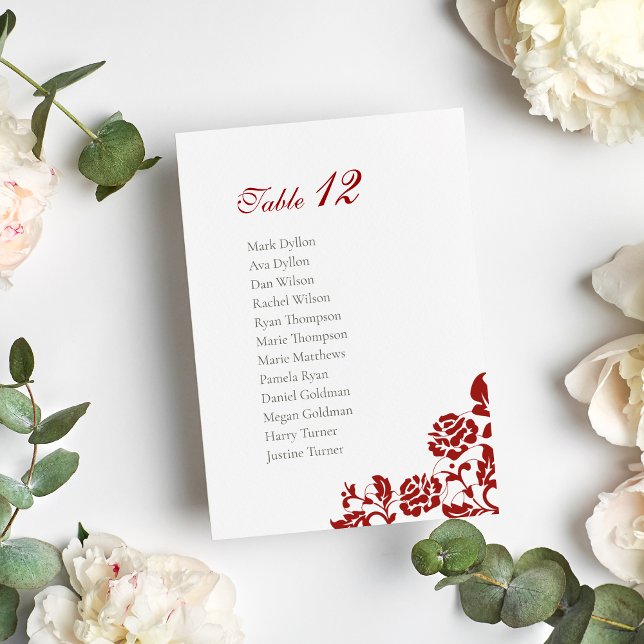 Numéro De Table Classic Crimson Rouge Rose dentelle Mariage (Créateur téléchargé)