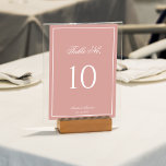 Numéro De Table Classic Dusty Rose & White Border Script Wedding<br><div class="desc">Add a touch of romantic elegance to your reception with our Classic Dusty Rose & White Border Script Wedding Table Number. Featuring a soft dusty rose background, elegant white script, and a refined white border, this table number combines sophistication and style, helping your guests easily find their seats while enhancing...</div>