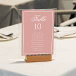 Numéro De Table Classic Dusty Rose & White Wedding Seating Chart<br><div class="desc">Add a touch of romantic sophistication to your reception with our Classic Dusty Rose & White Wedding Seating Chart Table Number. Featuring a soft dusty rose background, elegant white script, and a refined white border, this table number is both functional and stylish. Perfect for helping your guests find their seats...</div>